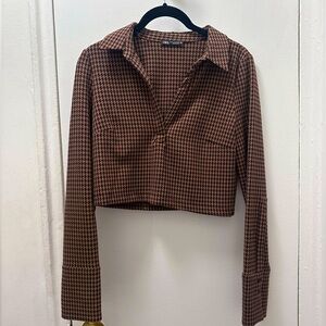 Zara houndstooth Cropped Top